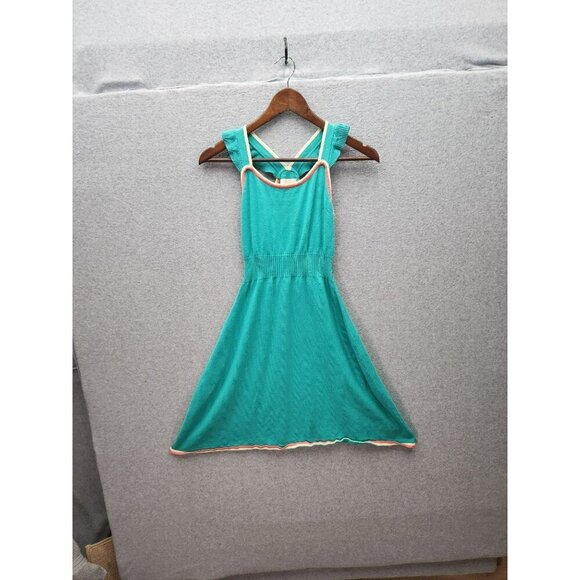 ModCloth Womens Sleeveless Teal Dress With Coral Trim Size S - Picture 1 of 4